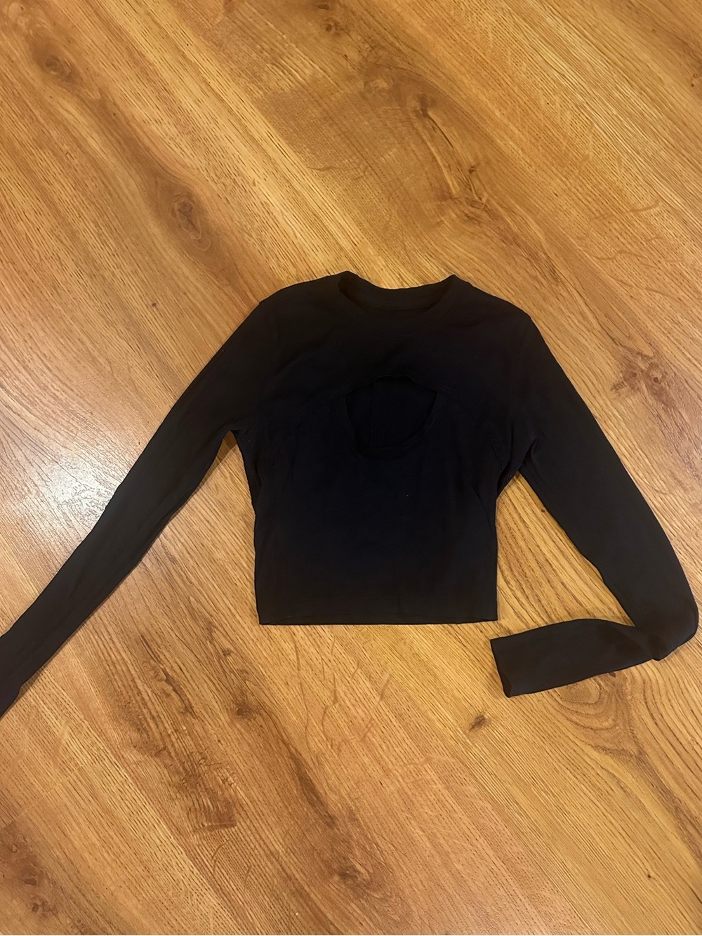 lululemon athletica Black Long-Sleeve Crop Top with Front Keyhole